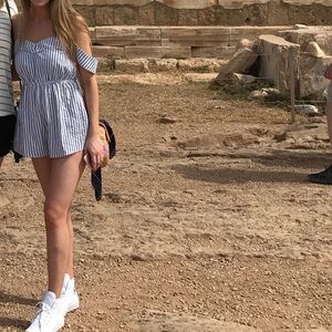 Perfect for 4th of July Blue/White Striped Romper